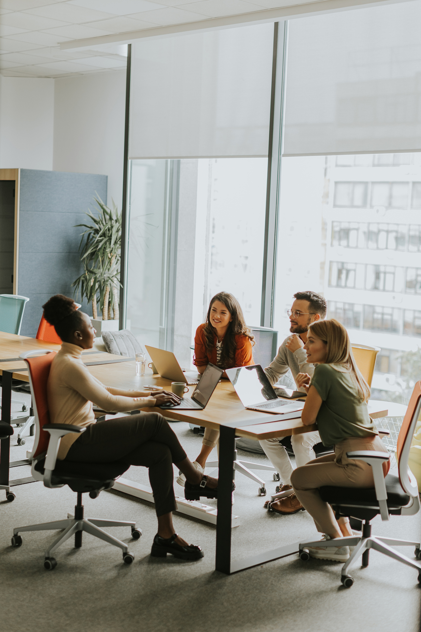 Team of property managers working office